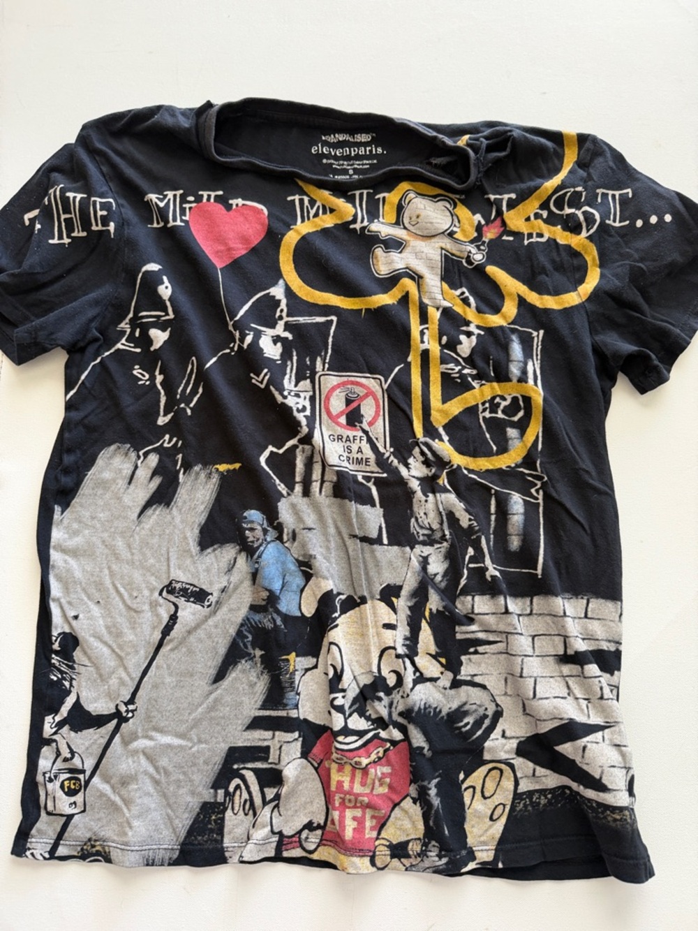 Eleven Paris Brandalised Black Graphic Graffiti T-shirt Small All Over Print